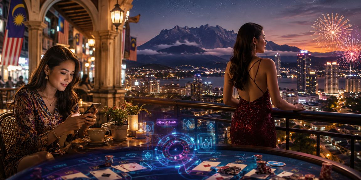 Suasana permainan baccarat eksklusif di Sabah dengan latar belakang budaya tempatan